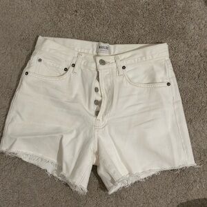 Agolde White High Waist Denim Shorts